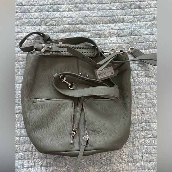 ALL SAINTS Lea Fetch Small Leather Convertible Backpack In Mink Grey NWT - Picture 3 of 8